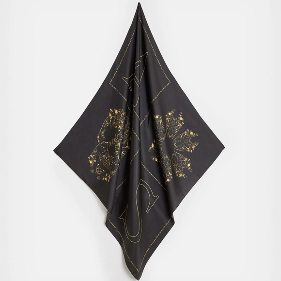 All Saints Black and Gold Scarf - Picture 2 of 4